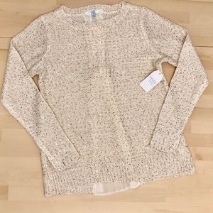NWT • Time and Tru • Cream Sequin Pullover • S